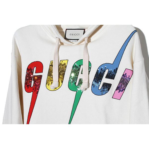 【中古】GUCCI グッチ ブレードロゴ スパンコール フーディー パーカー XS IVORY アイボリー 469251 イタリア製 GUCCI（グッチ） ブレードロゴ スパンコール フーディー パーカー XS