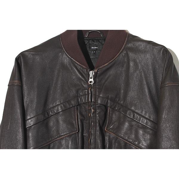 BEAMS ビームス 羊革 シープレザー ワイドショートフィット ユーズド