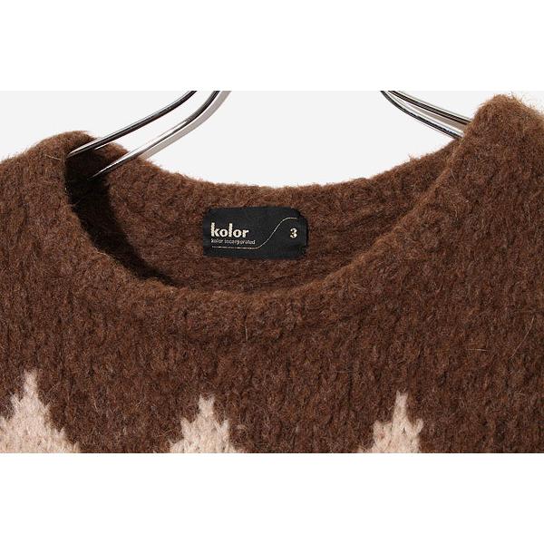 kolor カラー アルパカ混 ノルディック ニット セーター 3 BROWN
