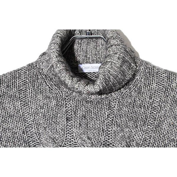 再値下【美品・新タグ】グランサッソ ケーブルニット タートルネック ミドルゲージ Gran Sasso（グランサッソ） シルク混 ケーブル編み ミドルゲージ