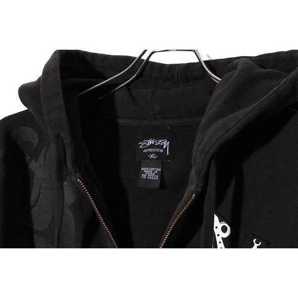 00s Old Stussy ブラック ジップアップパーカー　M STUSSY（ステューシー） 00's Vintage ヴィンテージ スカル柄 ジップ