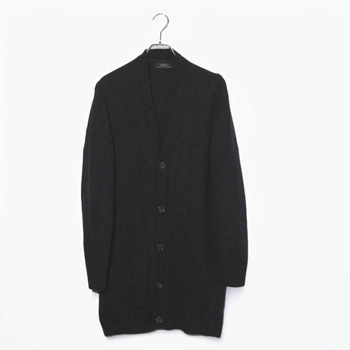 ZARA（ザラ） Vネック ロング ニット カーディガン M NAVY ネイビー 