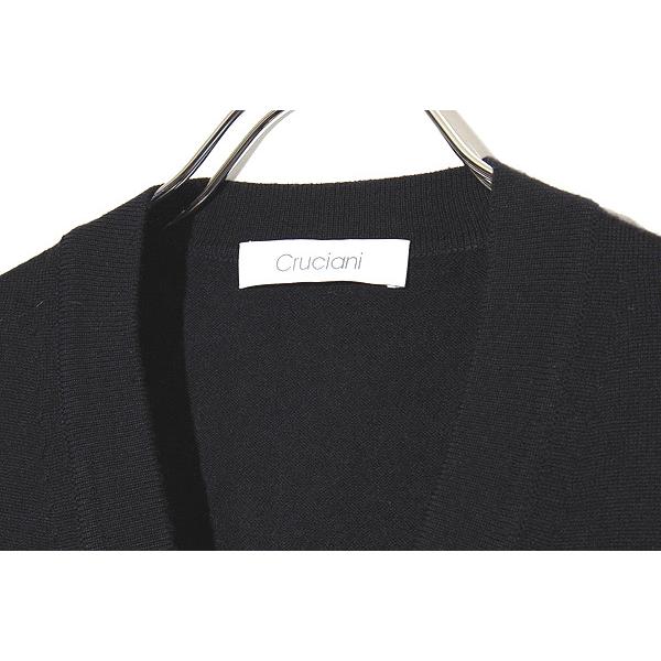 にょにょ　Cruciani ウールニットカーディガン 48 ブラック cruciani クルチアーニ 27ゲージ Vネック ウールカーディガン 44 NAVY