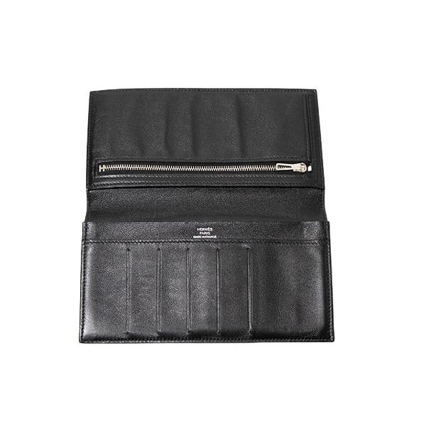 HERMES エルメス シチズン ツイル ロング シルクイン 黒 長財布 C刻印 HERMES（エルメス） シチズン ツイル ロング シルクイン ヴォー