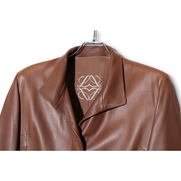 LOEWE（ロエベ） アナグラム ラムレザー ロングコート 44 BROWN 