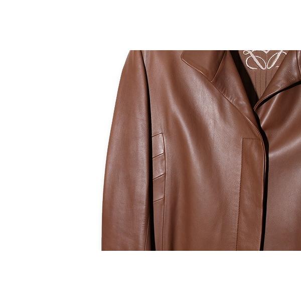 LOEWE（ロエベ） アナグラム ラムレザー ロングコート 44 BROWN 
