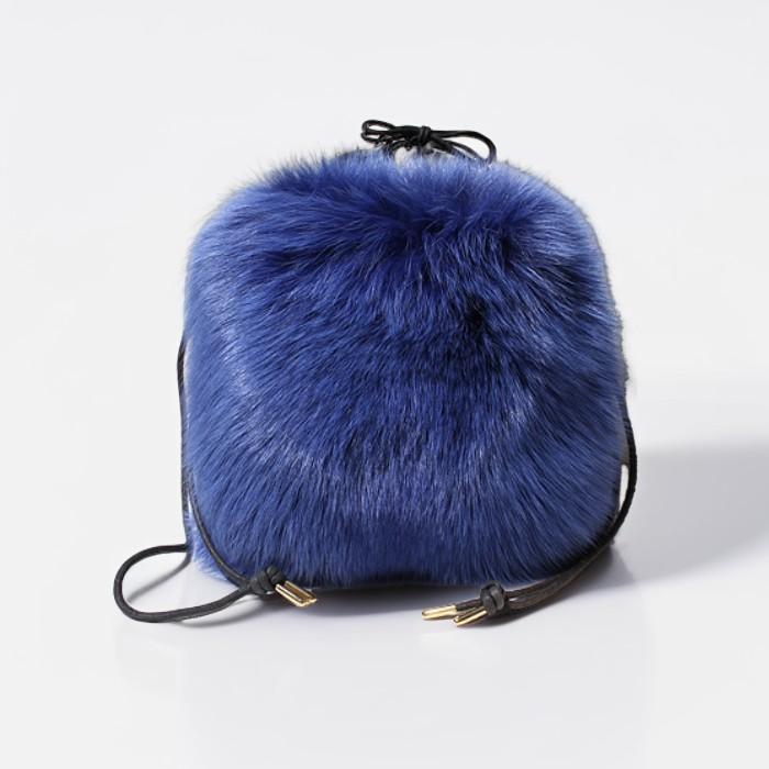 LUDLOW ラドロー リアルフォックスファー 巾着 バッグ BLUE ブルー
