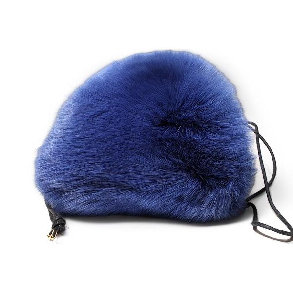 LUDLOW ラドロー リアルフォックスファー 巾着 バッグ BLUE ブルー