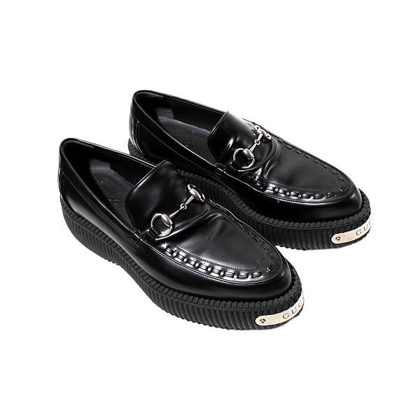 28cm GUCCI グッチ Horsebit Creeper Loafer ホースビット クリーパー ローファー 革靴 9 BLACK ブラック 797095 イタリア製 /◆ メンズ_1