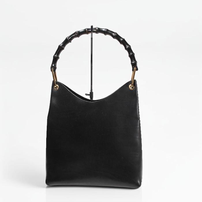 GUCCI（グッチ） バンブーハンドル ポーチ付き レザー ハンドバッグ 