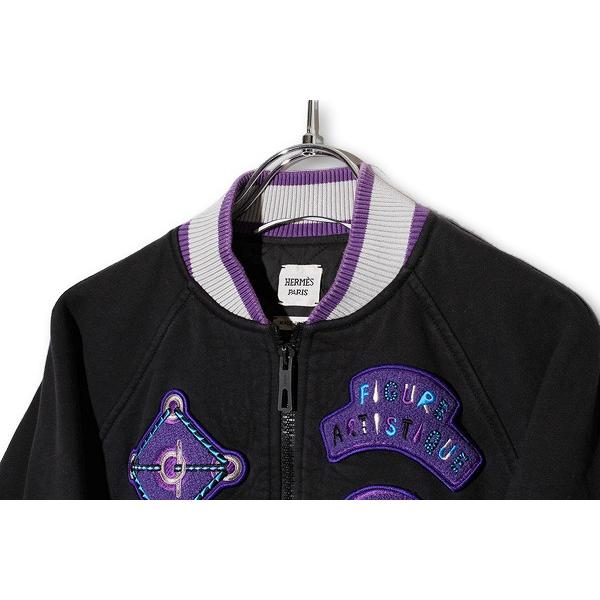 HERMES エルメス FIGURE ARTISTIQUE VARSITY EMBROIDE バーシティ エンブロイダリー ブルゾン 34 Navy ネイビー /●☆ レディース