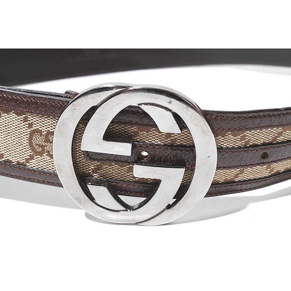 【中古】GUCCI | グッチ インターロッキングG ベルト 114876 ブラウン×ホワイト【尾張小牧店】 GUCCI - 【中古】GUCCI | グッチ インターロッキングG ベルト 114876