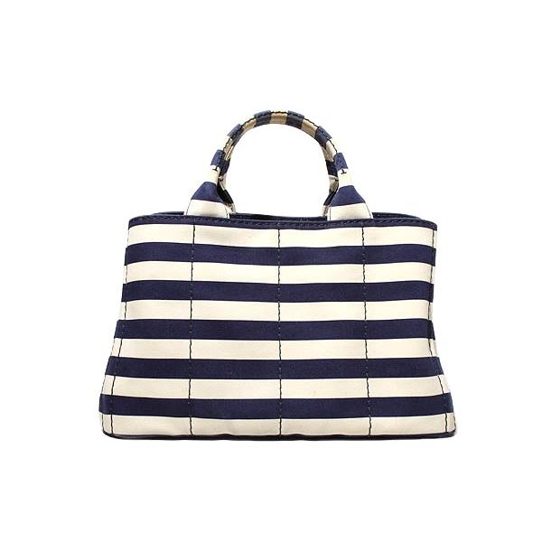 PRADA（プラダ） CAPANA BORDER カナパ ボーダー トートバッグ NAVY 