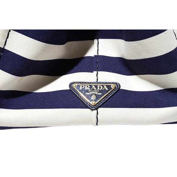 PRADA（プラダ） CAPANA BORDER カナパ ボーダー トートバッグ NAVY 