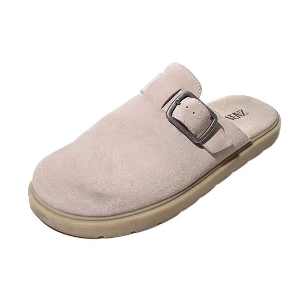 ZARA（ザラ） 27.5cm ZARA LEATHER BUCKLE CLOGS レザー スエード