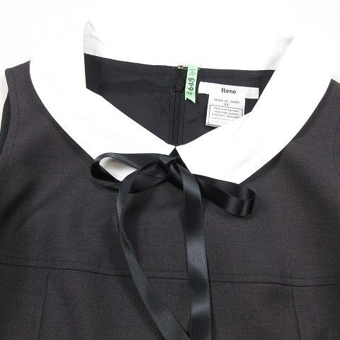 肌触りがいい 中古 ルネ Rene 白襟 ノースリーブ ワンピース ラウンドカラー サテンリボン マーメイドライン風 カットソー 34 チャコール レディース ベクトル 古着 再入荷1番人気 Www Skylanceronline Com