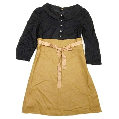 中古 ルビーリベット Rubyrivet ワンピース 長袖 ショート丈 ドッキング リボン カットソー 38 ブラック ブラウン 2 レディース ベクトル 古着 012 ブランド古着販売のベクトル 通販 Yahoo ショッピング