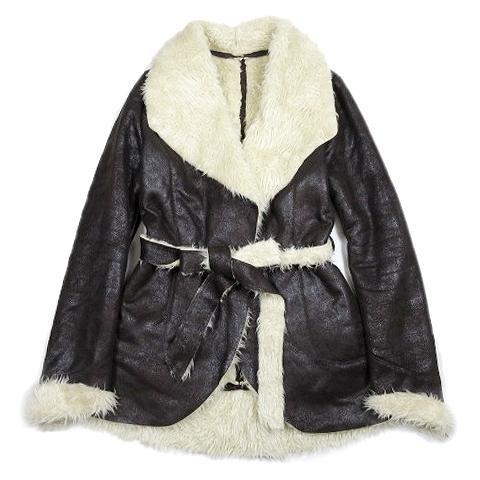 中古 マウジー Moussy ムートン フェイクファーコート ジャケット リボンベルト S ダークブラウン 6 12 レディース ベクトル 古着 012 ブランド古着販売のベクトル 通販 Yahoo ショッピング
