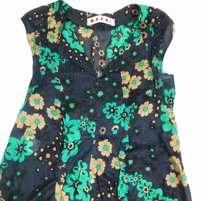 上品 花柄 フリル オープンカラー 膝丈 ハーフ ワンピース ノースリーブ フラワープリント 10ss Marni マルニ 中古 プルオーバー 古着 ベクトル 36 カットソー ワンピース Forestlakes Net