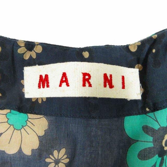 上品 花柄 フリル オープンカラー 膝丈 ハーフ ワンピース ノースリーブ フラワープリント 10ss Marni マルニ 中古 プルオーバー 古着 ベクトル 36 カットソー ワンピース Forestlakes Net