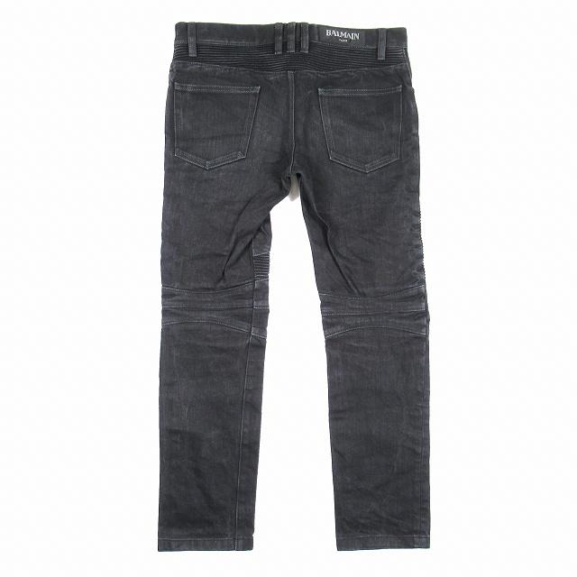 15SS バルマン BALMAIN BIKER JEAN バイカー デニム パンツ ブラック