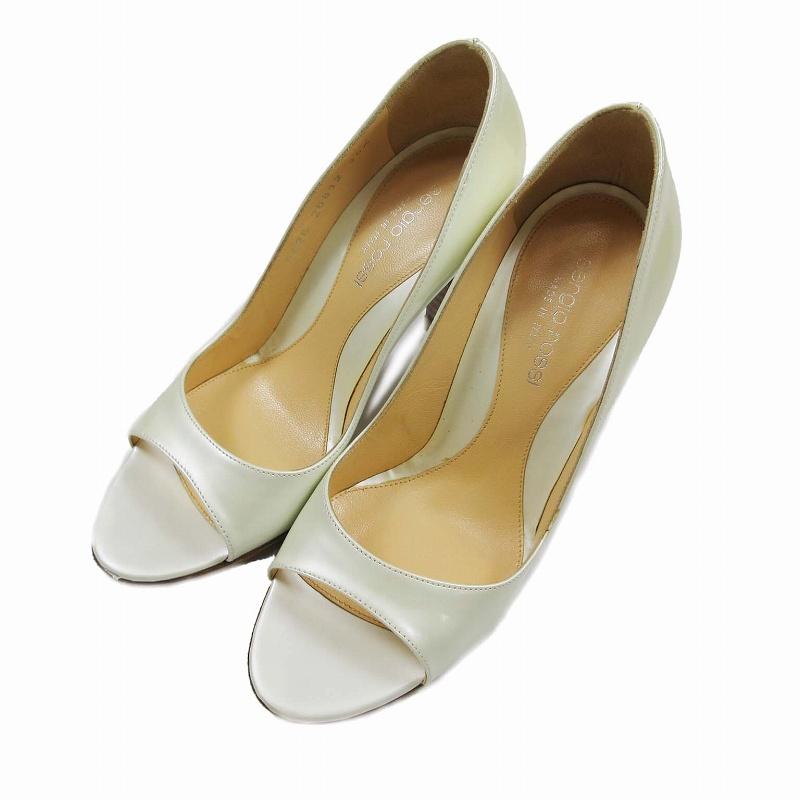 送関込 美品 Sergio Rossi 本革オープントゥハイヒールパンプス