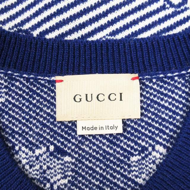 美品 グッチ GUCCI GG モノグラム ストライプ ロゴ ニット セーター