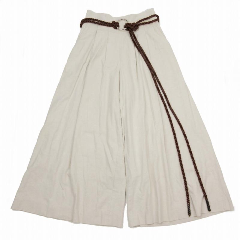美品 アウラアイラ AULA AILA ダブルウエスト リネン ブレンド