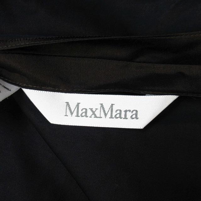 マックスマーラ MAX MARA 白タグ コットン シルク スタンドカラー ジャケット ブルゾン 羽織 シャイニー 光沢 アウター 40 ダークブラウン