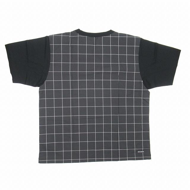 極美品 20ss ユニフォームエクスペリメント BACK GRAPH CHECK PANELED TEE Tシャツ バック グラフチェック パネル 布帛 ドッキング 3 黒｜vectorpremium｜02