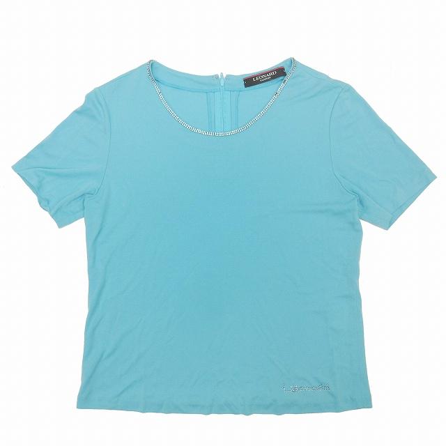 美品 レオナール LEONARD カンカン素材 ラインストーン トップス 