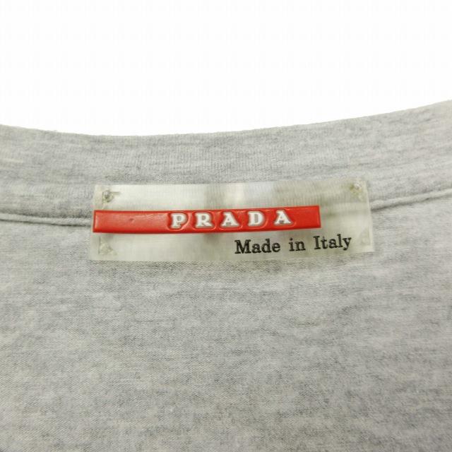 美品 プラダスポーツ PRADA SPORT ベルト装飾 Tシャツ カットソー トップス 半袖 コットン ストレッチ クルーネック サイズS グレー/HK9｜vectorpremium｜05