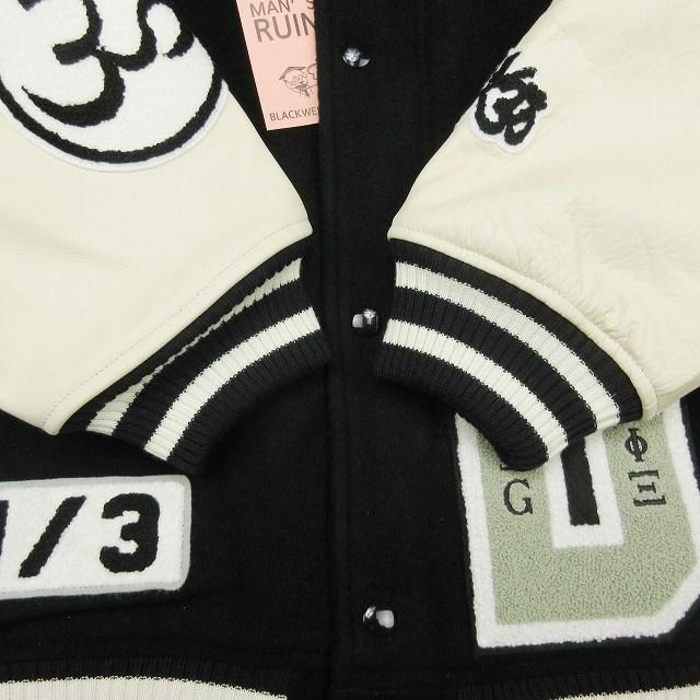 美品 22AW ブラックウィドゥ Black Weirdos VARSITY JACKET メルトン 