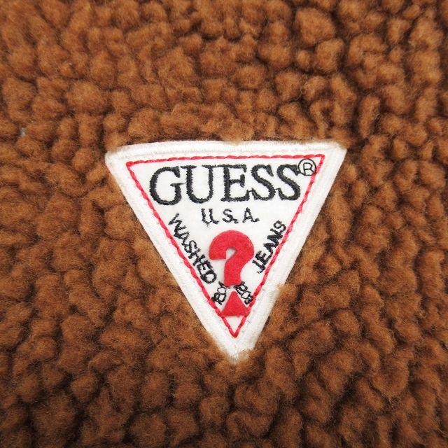 19aw ゲス GUESS ボア フリース パーカー フーディー トライアングルロゴ ジップアップ ジャケット ブルゾン L ブラウン 茶/メンズ｜vectorpremium｜03