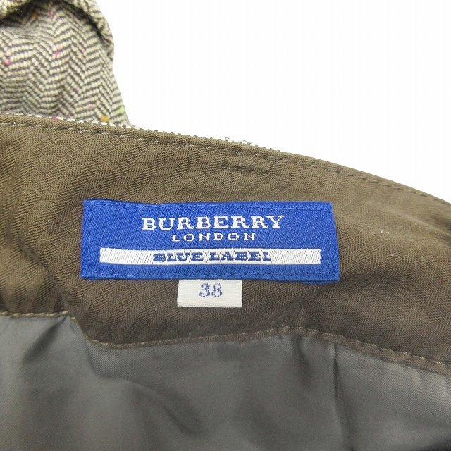 美品 バーバリーブルーレーベル BURBERRY BLUE LABEL ウール ヘリンボーン ツイード ショート パンツ ボトムス ロールアップ ロゴ刺繍 38｜vectorpremium｜07