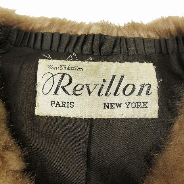 美品 レヴィヨン REVILLON ファー 毛皮 レザー コンビ ロング コート 