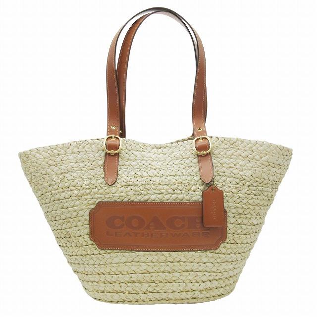 COACH 美品 コーチ CJ632 ストラクチャード トートバッグ ストロー 
