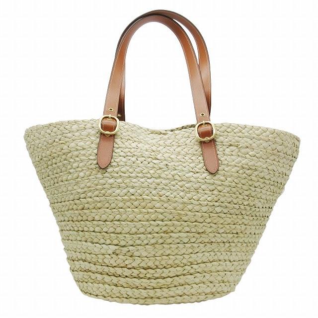 COACH 美品 コーチ CJ632 ストラクチャード トートバッグ ストロー 
