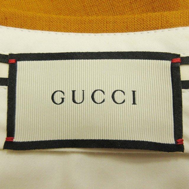 GUCCI 美品 グッチ レーヨン × リネン テーパード スラックス パンツ 