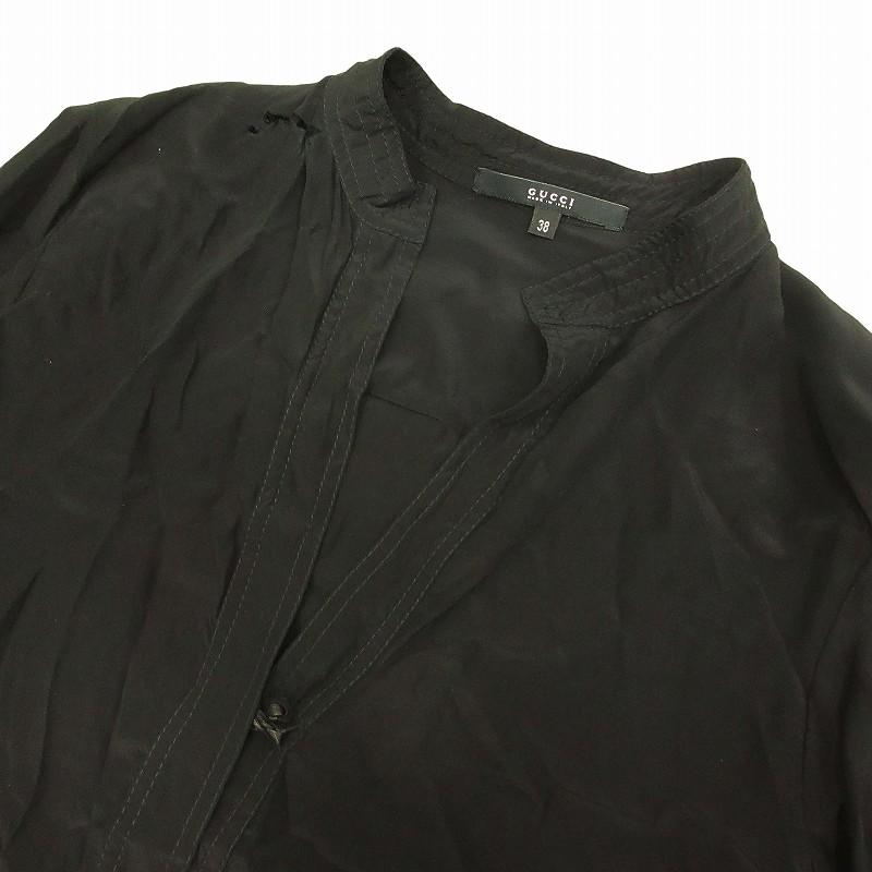 GUCCI - グッチ GUCCI シルク スキッパー シャツ ブラウス 長袖 38 BLM8 GUCCI グッチ シルク100％ 開襟 スキッパー シャツ ブラウス