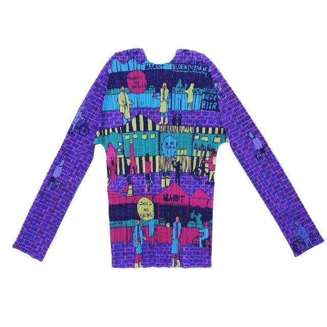 美品　プリーツプリーズ 総柄プリーツ　長袖シャツ イッセイミヤケ　幾何学　4 ウィンターセール】美品 激レア プリーツプリーズ イッセイミヤケ