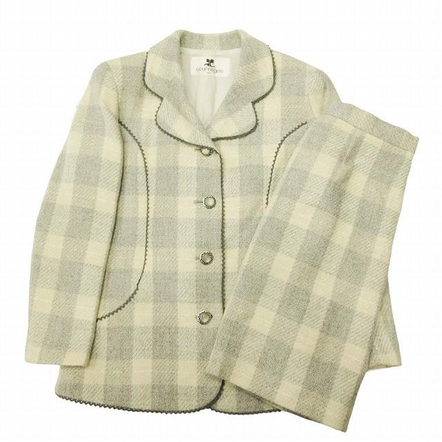 クレージュ courreges チェック ツイード スカート スーツ 