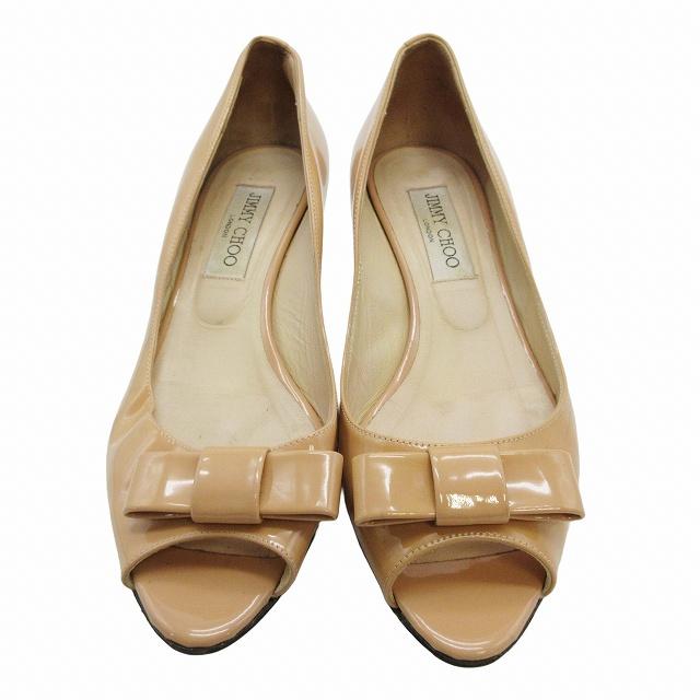 ジミーチュウ JIMMY CHOO リボン エナメル パテント レザー パンプス 