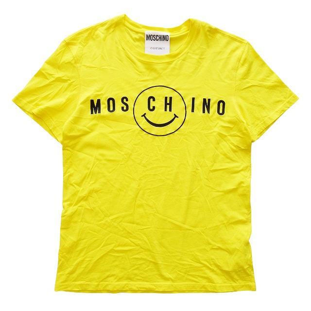 22ss モスキーノ MOSCHINO スマイル ロゴ 刺繍 Tシャツ クルーネック 