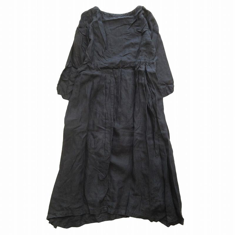 ネストローブ リネン100% フロントタック ワンピース チュニック 七分袖 ネストローブ リネン100% フロントタック ワンピース チュニック