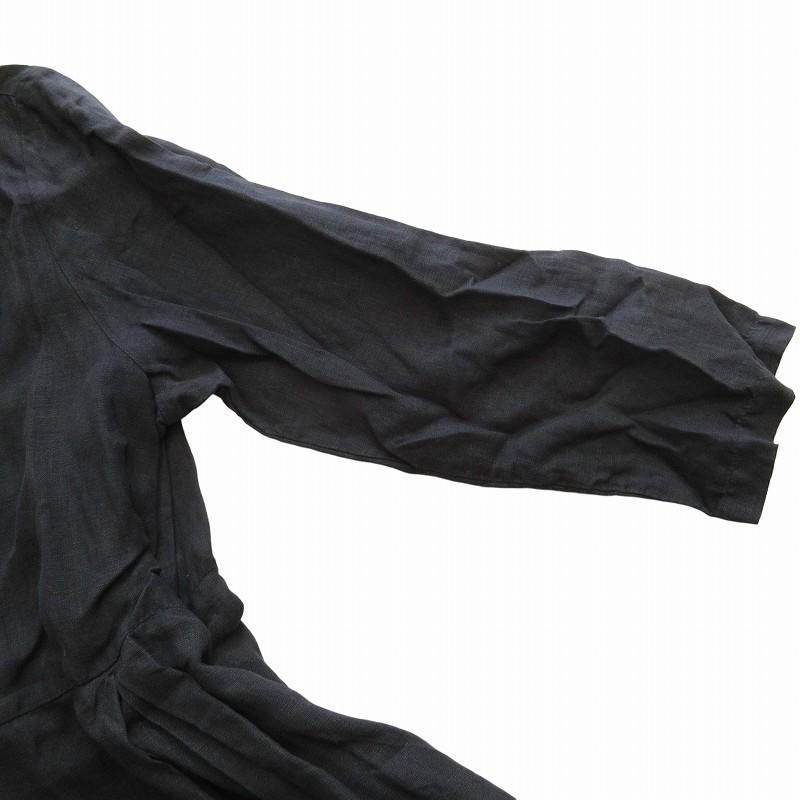 ネストローブ リネン100% フロントタック ワンピース チュニック 七分袖 ネストローブ リネン100% フロントタック ワンピース チュニック