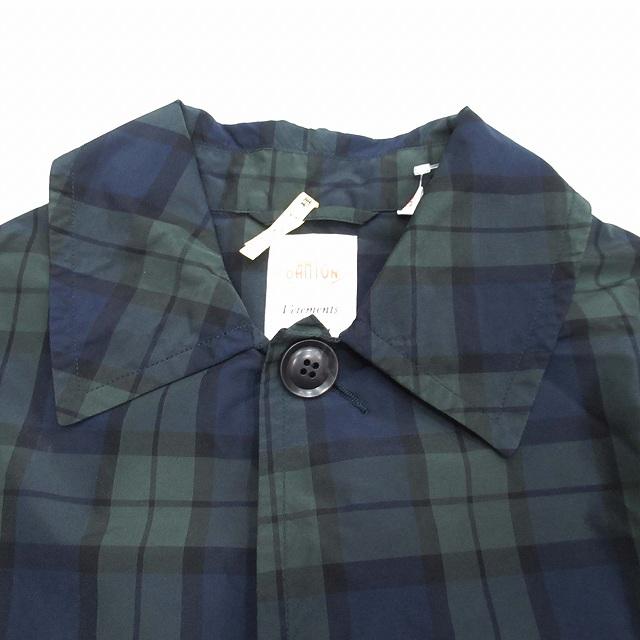 美品 ダントン DANTON ナイロンタフタ チェック ステンカラー 