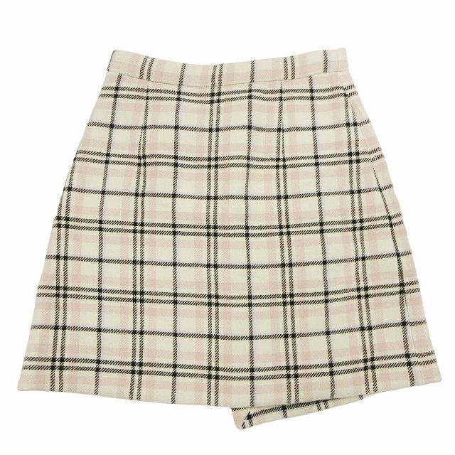 未使用品 カルヴェン CARVEN ラップ巻き風 ウール ナイロン チェック 