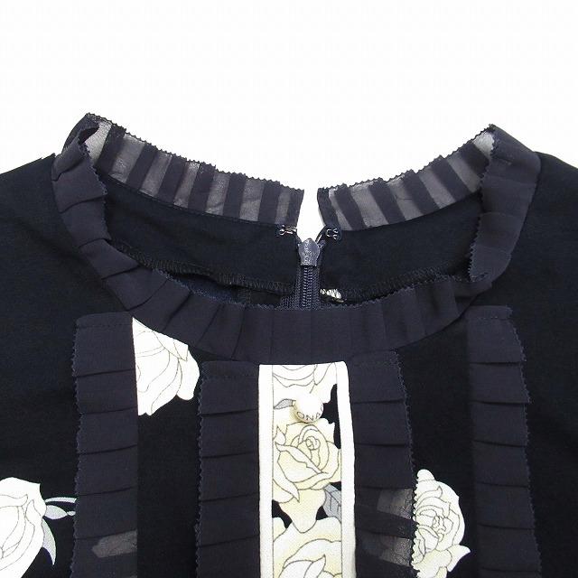 LEONARD 美品 レオナール カンカン素材 ノースリーブワンピース ローズ  