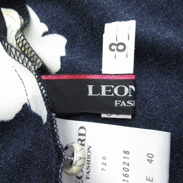 LEONARD 美品 レオナール カンカン素材 ノースリーブワンピース ローズ 